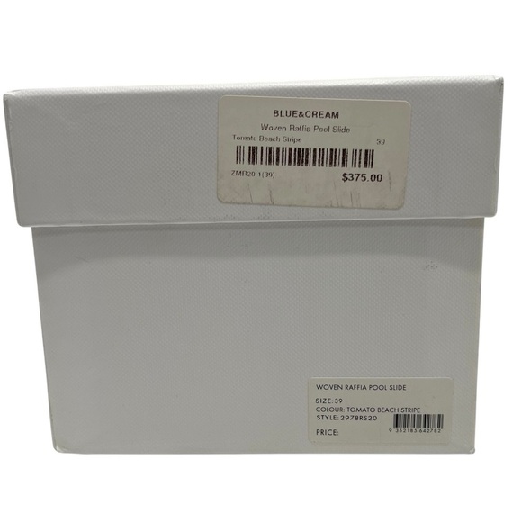 Zimmermann Beach Stripe Woven Raffia Pool Slides Red and Orange Sandals Women 39 - Picture 14 of 16